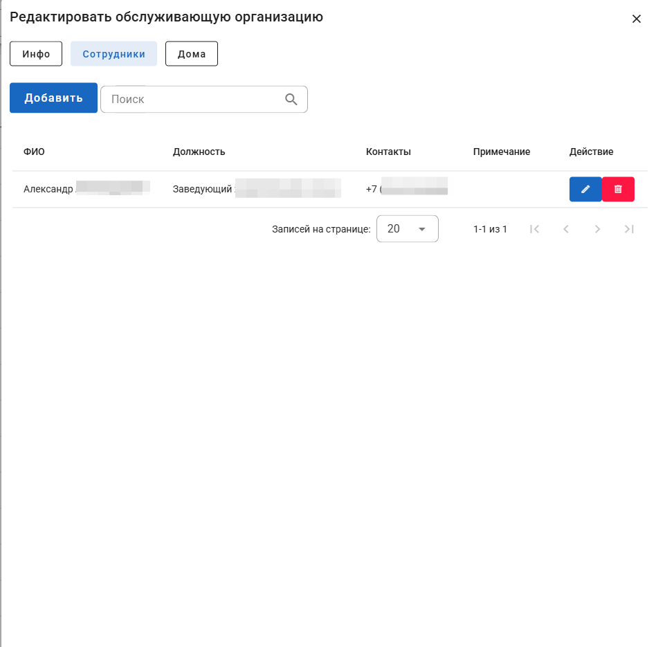 Сотрудники обслуживающей организации